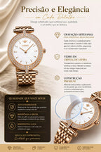 Relógio Feminino Quartzo Modelo Celebriné Gold White