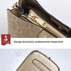 Bolsa Feminina Transversal Em  Couro Refinado Modelo Dauphine Beige