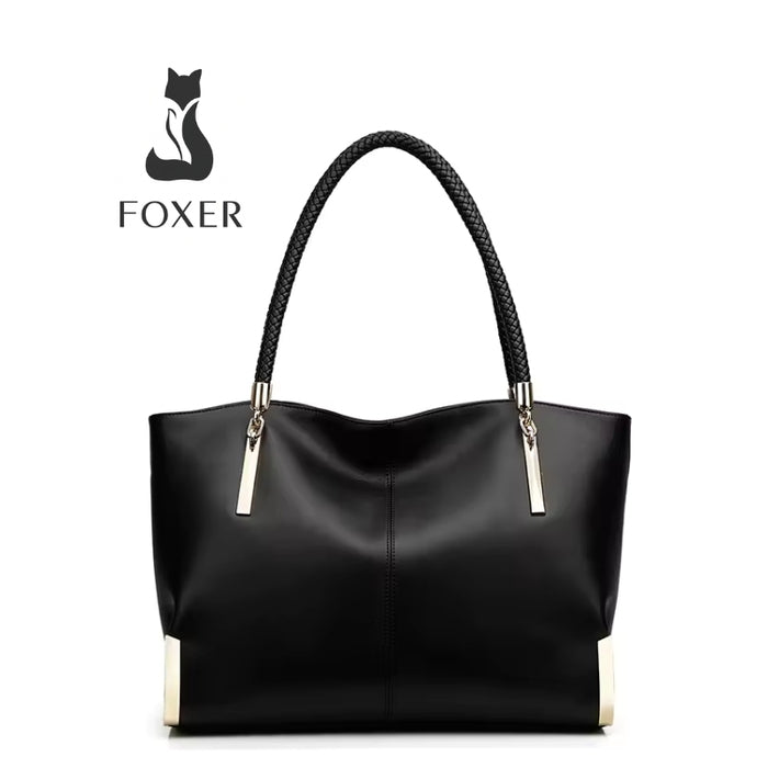 bolsa feminina preta grande de couro genuíno 