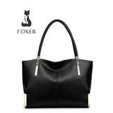 Bolsa Feminina Grande Preta De Couro Genuíno Modelo Foxer Velluto Black