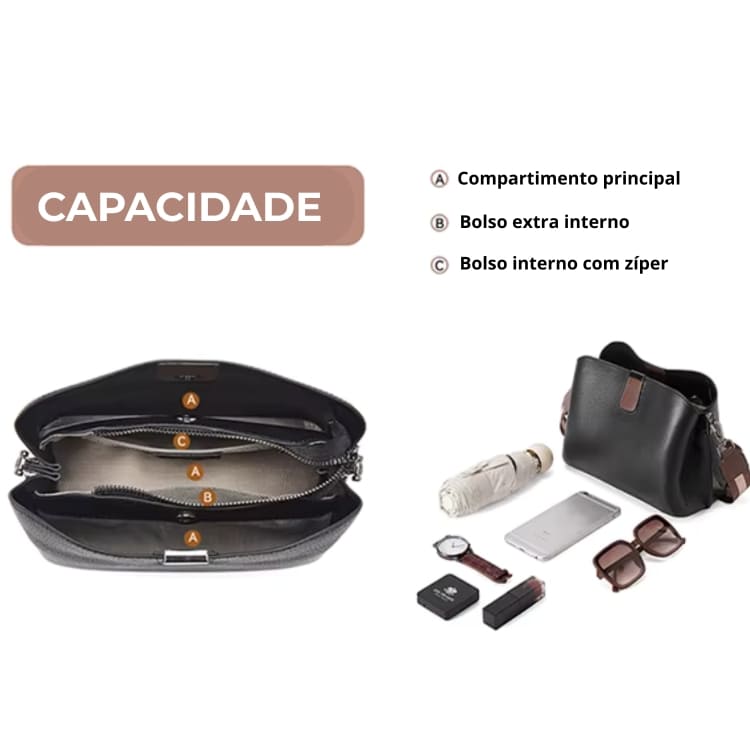 Bolsa Feminina Transversal De Couro Modelo Foxer Valmont Brown