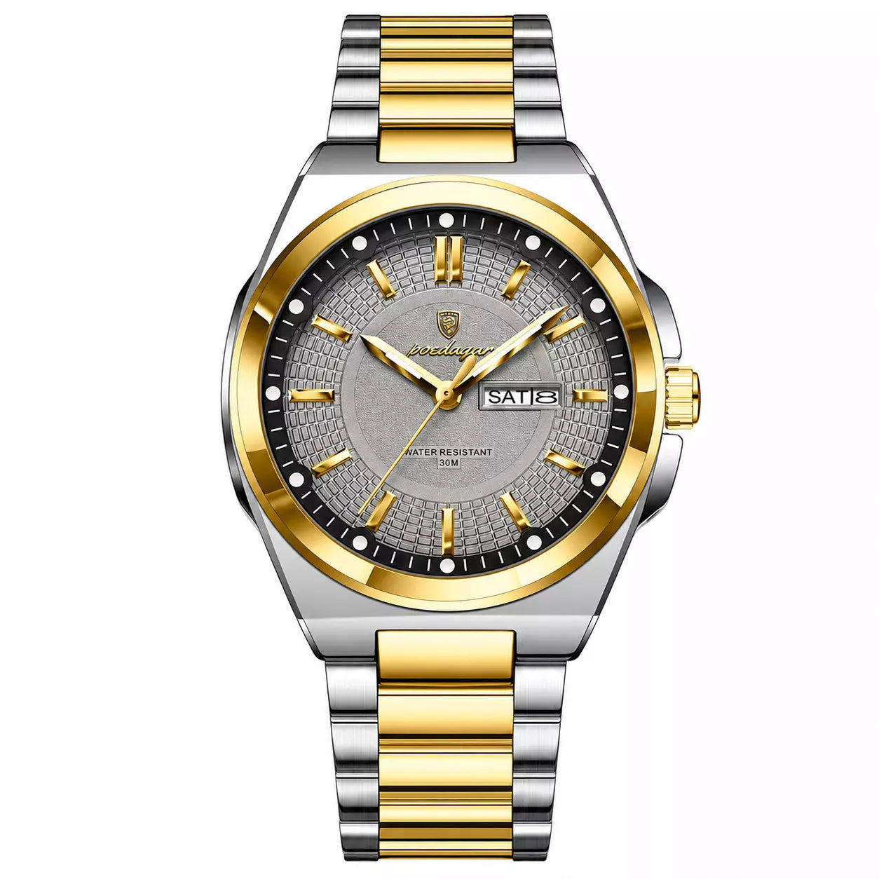 Relógio Masculino Dourado Modelo Pantheu Silver Gold