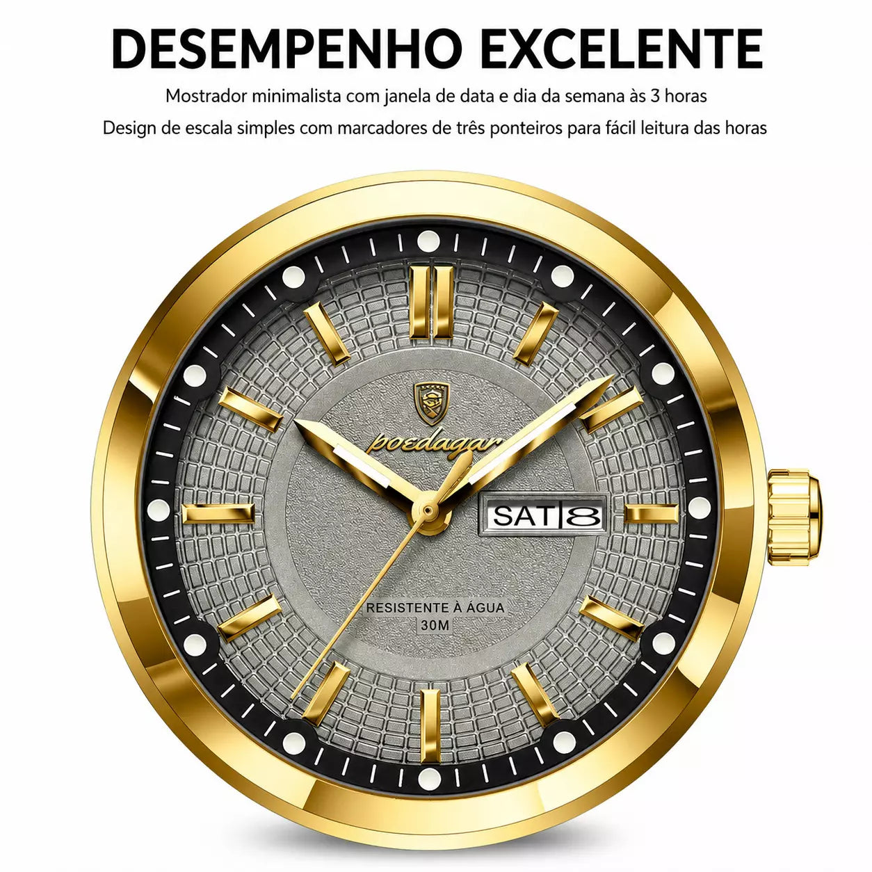 Relógio Masculino  Modelo Pantheu Silver Gold