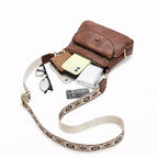 Bolsa Feminina Transversal De Couro Genuíno  Modelo Foxer Éloane Camel