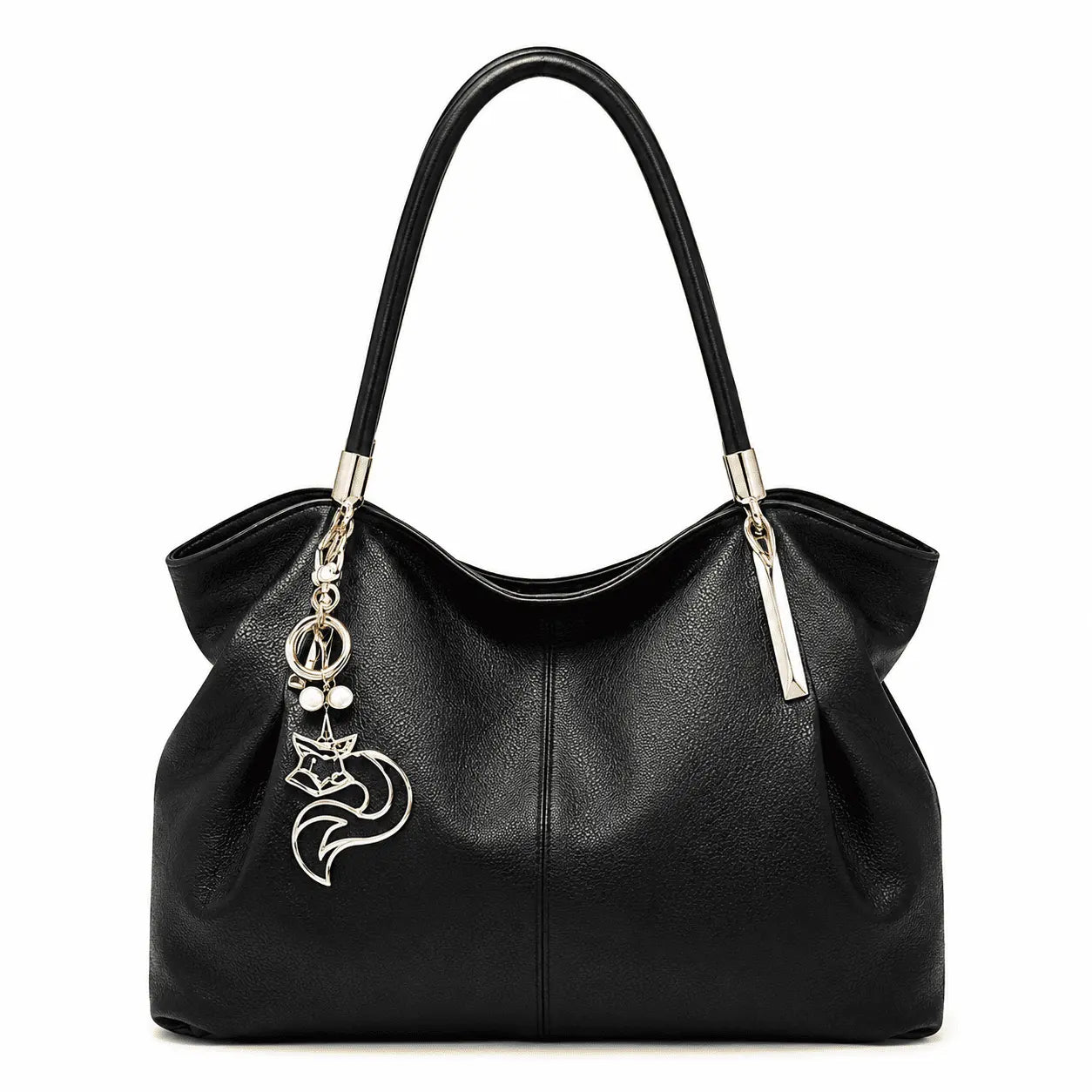 Bolsa Feminina Grande Preta De Couro Genuíno Modelo Foxer Saint Germain Black