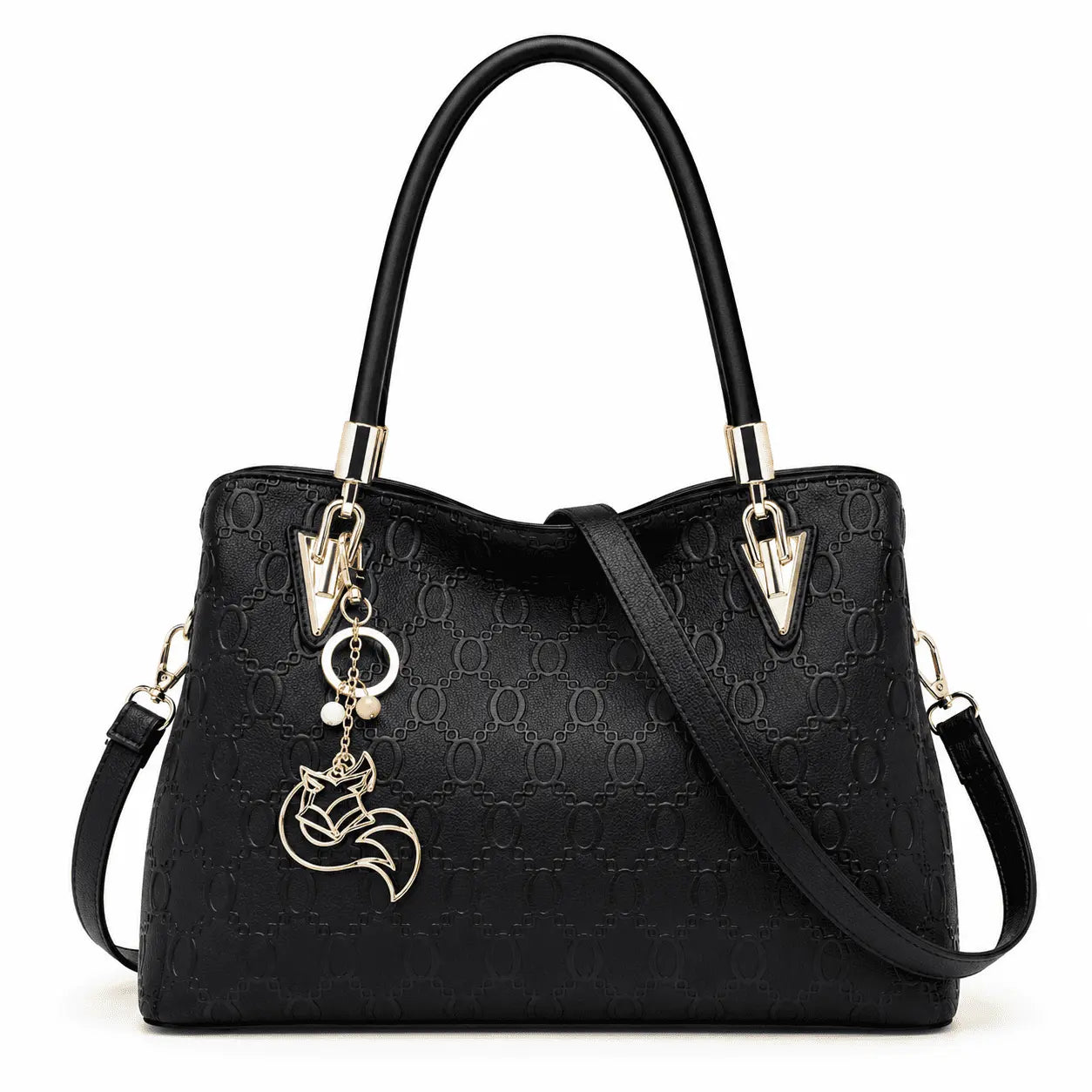 Bolsa Feminina Grande Preta De  Couro Refinado Modelo Alma Black