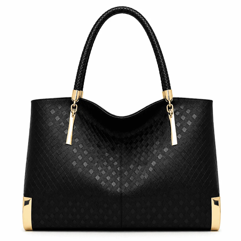 Bolsa Feminina Grande Preta De Couro Modelo Ravenna  Black