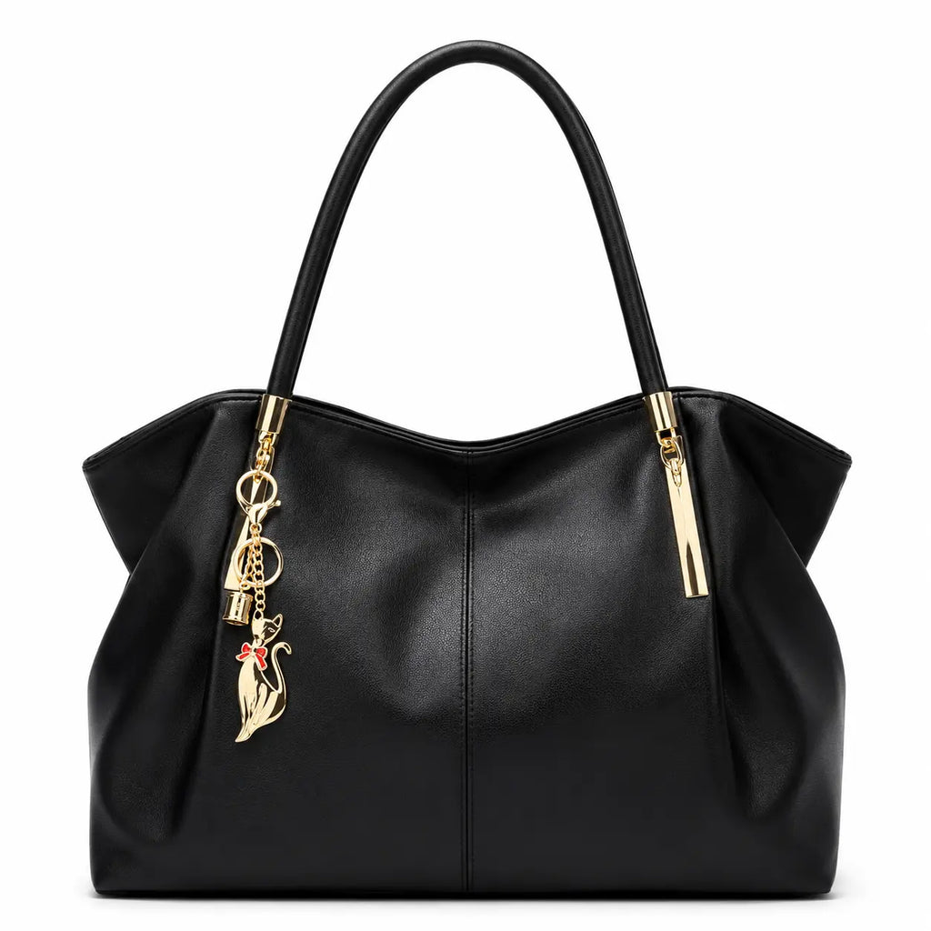 Bolsa Feminina Grande Preta de couro Modelo Foxer Majesté Black