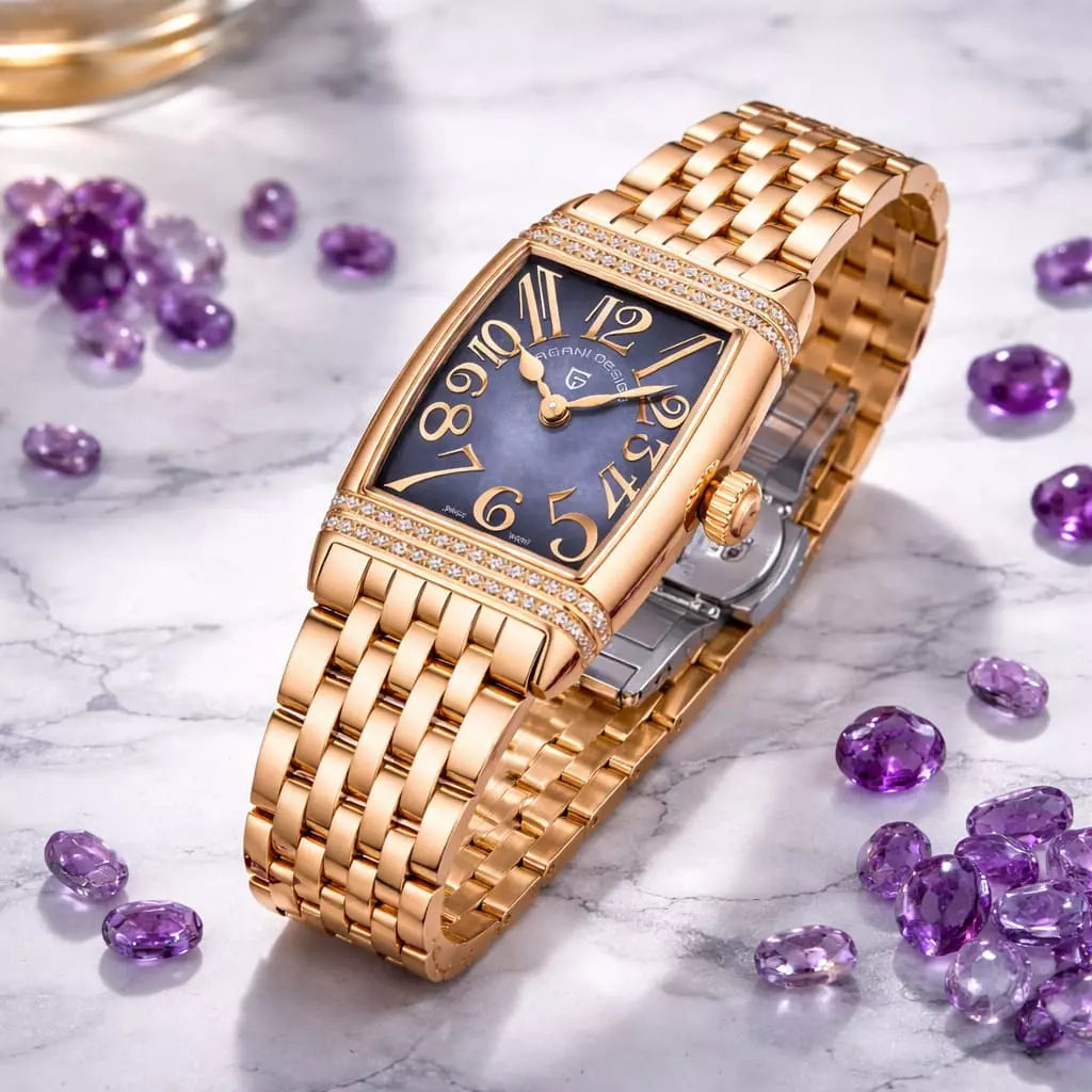 Relógio Feminino Pagani Design Diamond Purple Gold