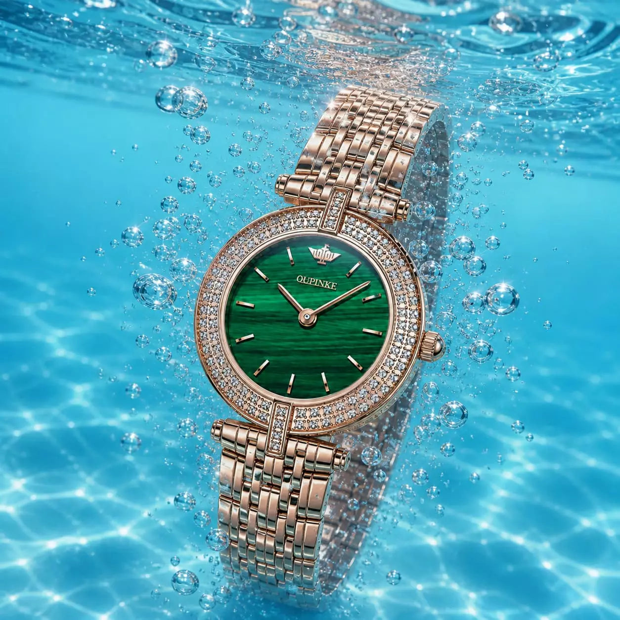 Relógio Feminino Quartzo Modelo Celebriné Green Gold