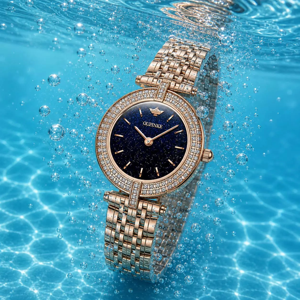 Relógio Feminino Quartzo  Modelo Celebriné Blue Gold