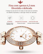 Relógio Feminino Quartzo Modelo Celebriné Gold White