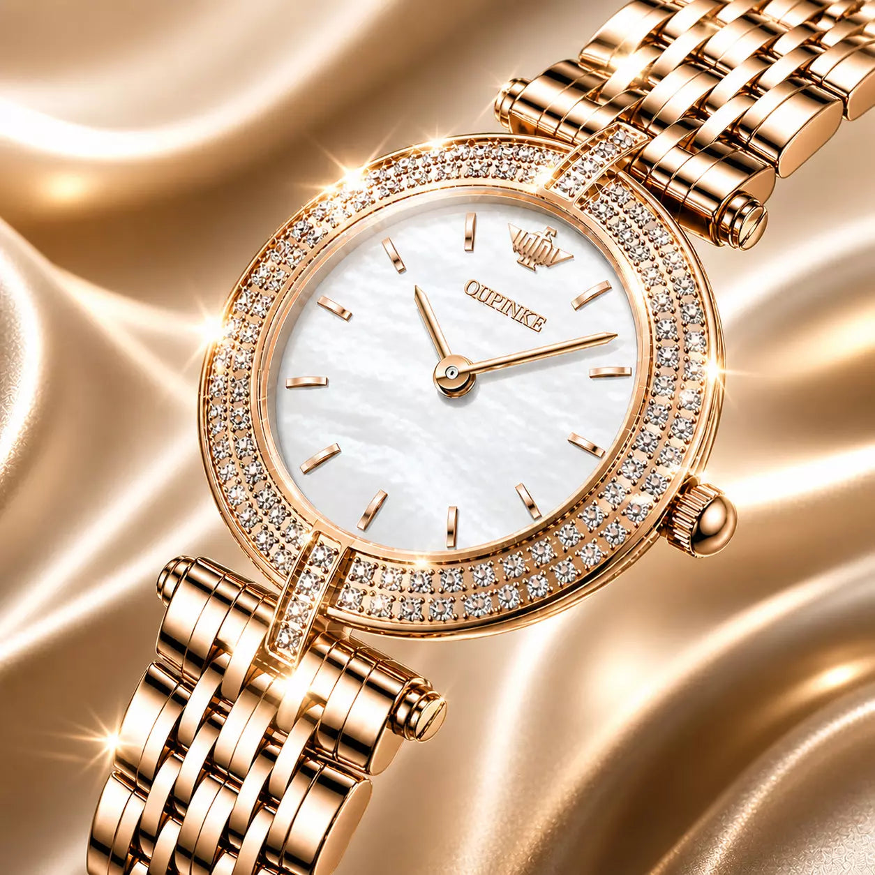 Relógio Feminino Quartzo Modelo Celebriné Gold White