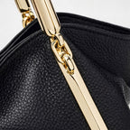 Bolsa Feminina Grande Preta De Couro Genuíno Modelo Foxer Saint Germain Black