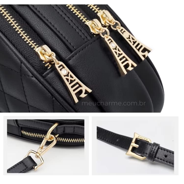 Bolsa  Feminina De Couro Modelo Jolie Black