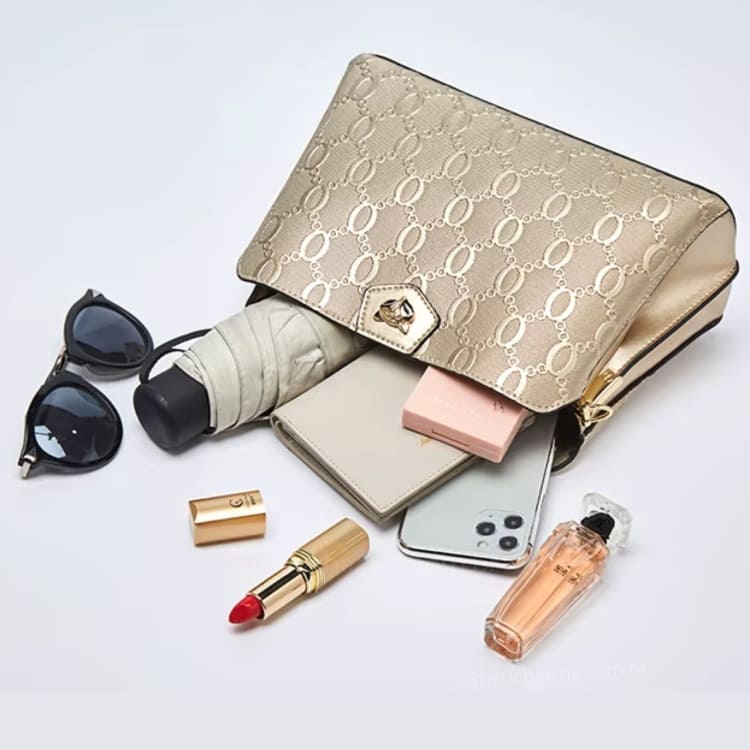 Bolsa Feminina Transversal Em  Couro Refinado Modelo Dauphine Beige