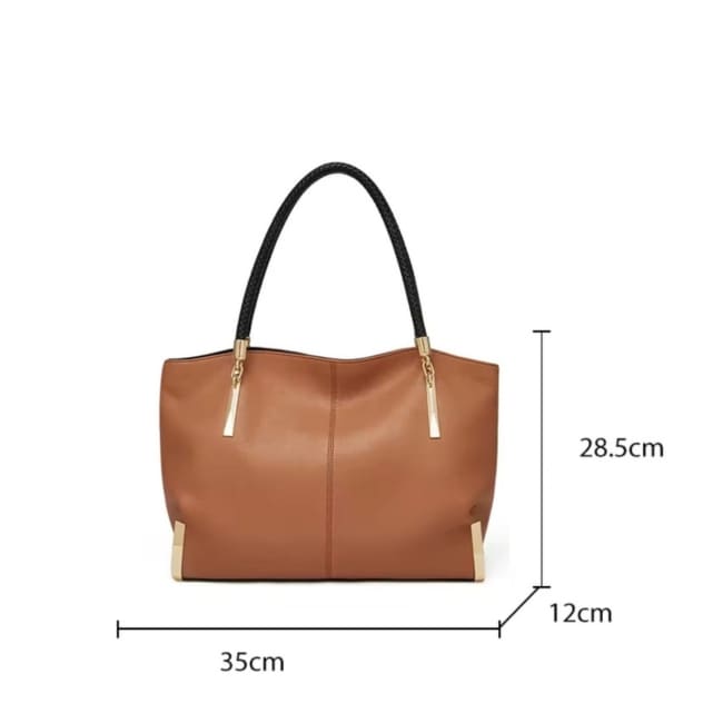 Bolsa Feminina Grande De Couro Genuíno  Modelo Foxer Velluto Brown