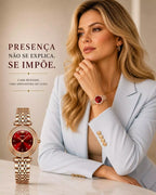 Relógio Feminino Quartzo Modelo Celebriné  Red Gold