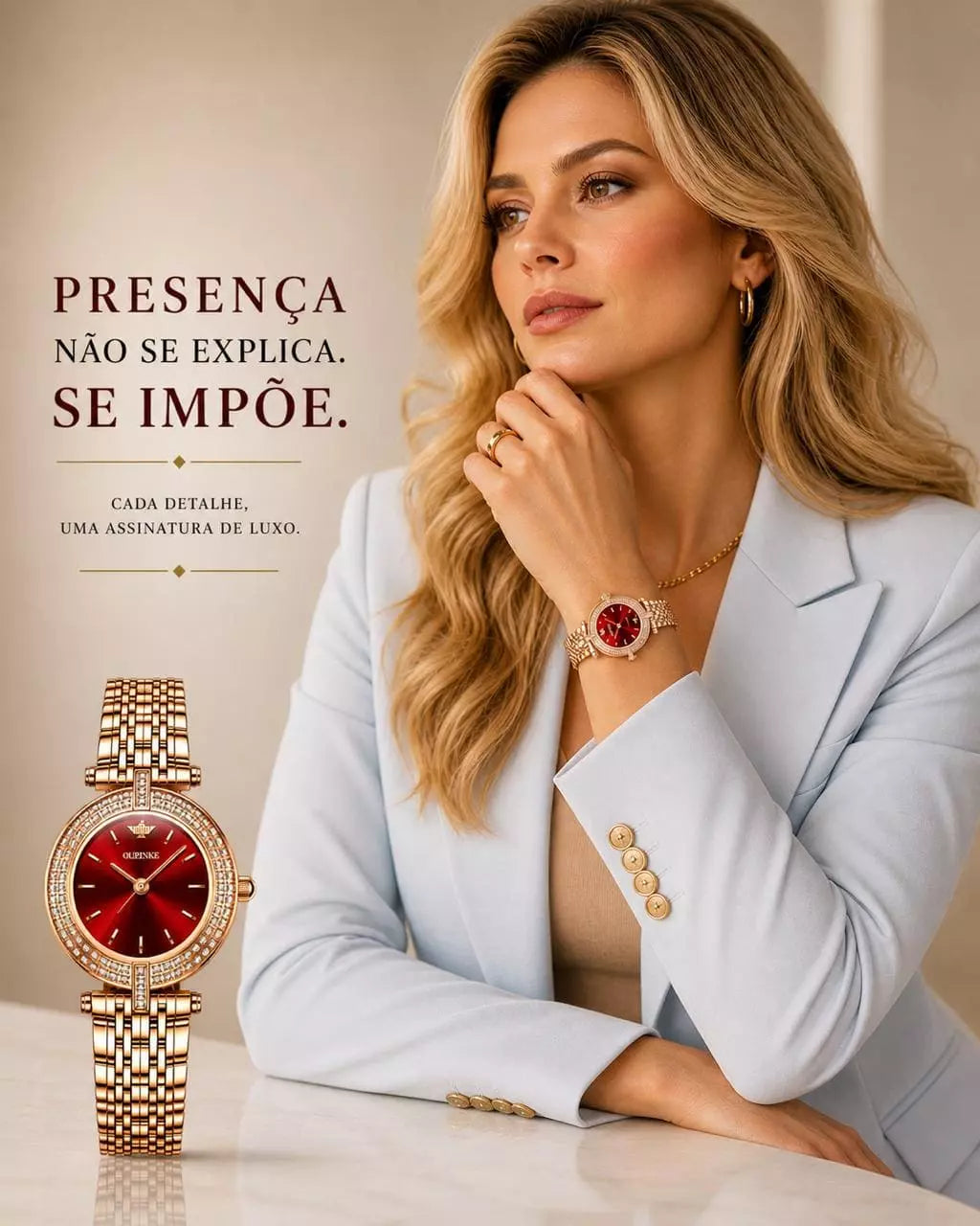 Relógio Feminino Quartzo Modelo Celebriné  Red Gold