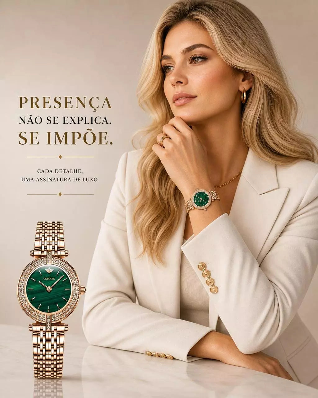 Relógio Feminino Quartzo Modelo Celebriné Green Gold