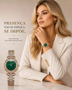 Relógio Feminino Quartzo Modelo Celebriné Green Gold