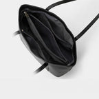 Bolsa Feminina Grande Preta  De Couro Genuíno Modelo Foxer Valenora Black