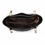 Bolsa Feminina Grande  Feita Em Couro Modelo Foxer Vallée Black