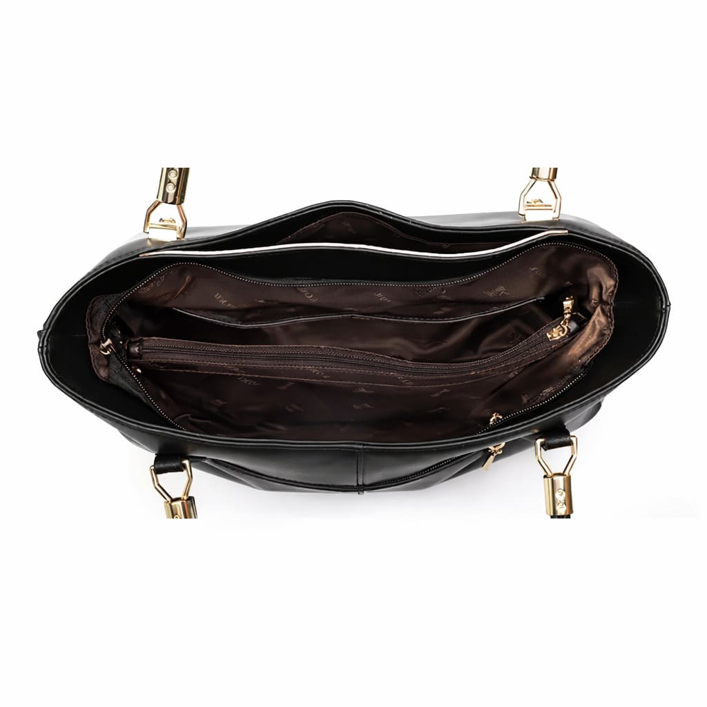 Bolsa Feminina Grande  Feita Em Couro Modelo Foxer Vallée Black