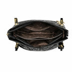 Bolsa Feminina  Grande Preta  De Couro Genuíno  Modelo Foxer Royale Black