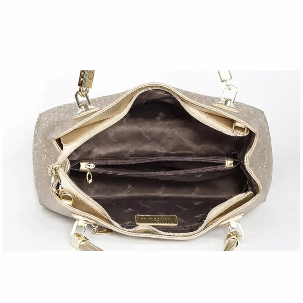 Bolsa Feminina Transversal Feita De Couro Genuíno Modelo Foxer Alma Golden