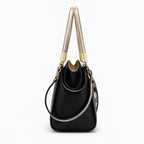 Bolsa Feminina Grande Transversal De Couro Genuíno Modelo Foxer Essène BLack