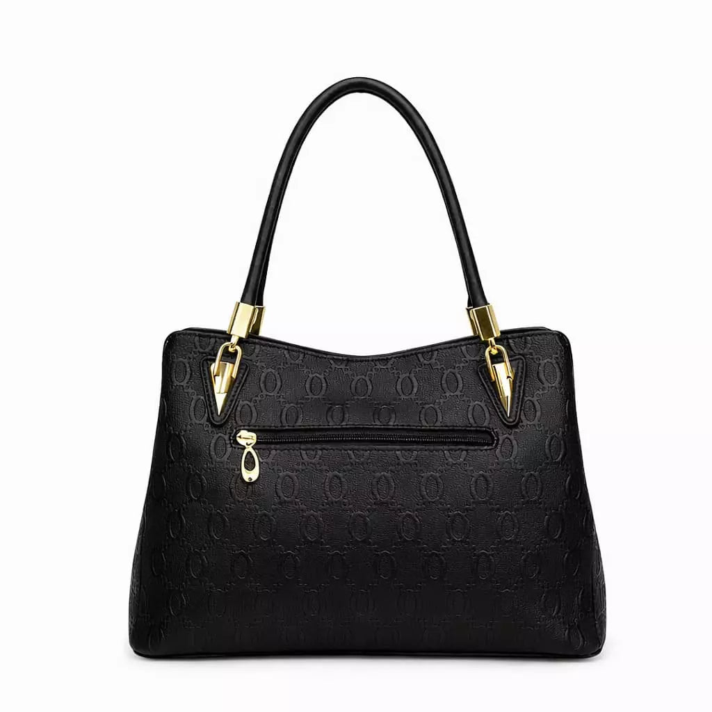 Bolsa Feminina Grande Preta De  Couro Refinado Modelo Alma Black