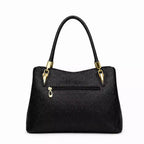 Bolsa Feminina Grande Preta De  Couro Refinado Modelo Alma Black