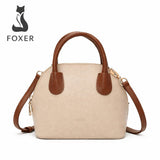 Bolsa Feminina Transversal De Couro Genuíno Modelo Foxer Amélie Beige