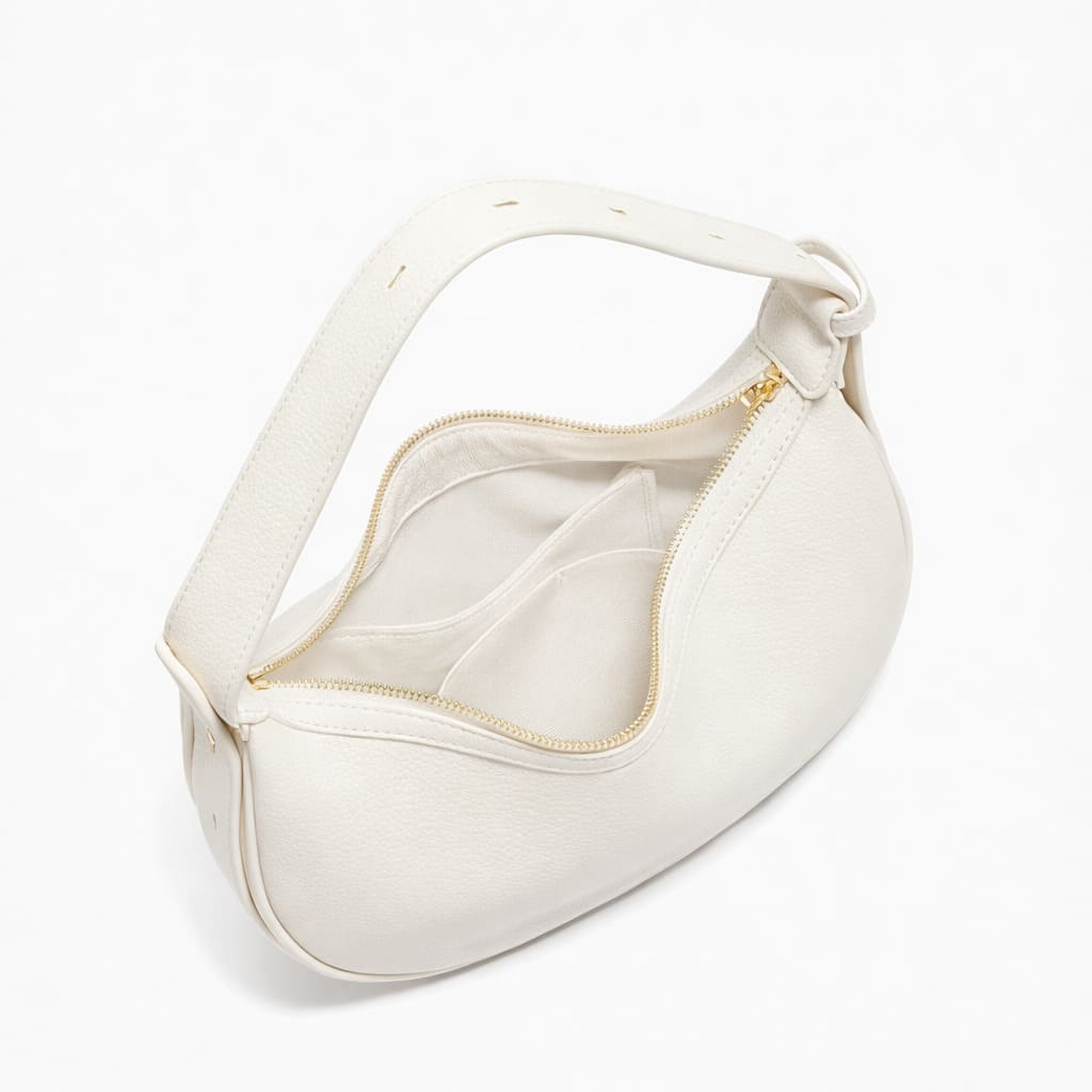 bolsa feminina de mão Lunéra White aberta