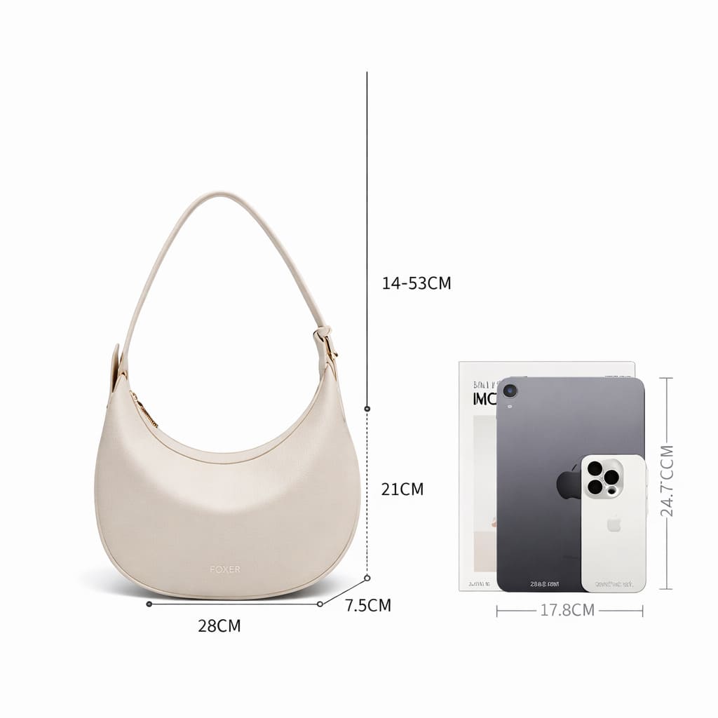 Bolsa Feminina De Ombro De  Couro Legítimo – Modelo Lunéra White