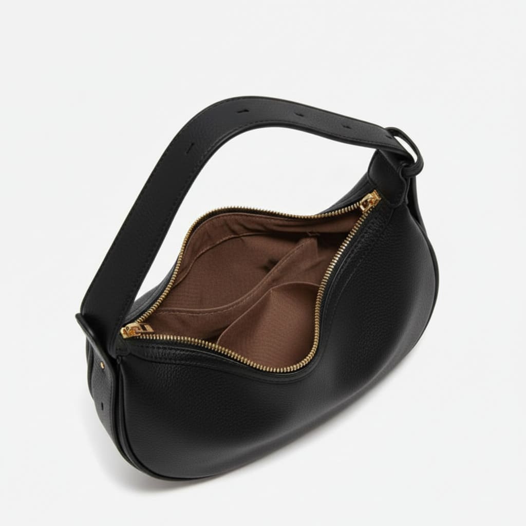 Interior da bolsa feminina FOXER Lunéra Black com compartimento funcional