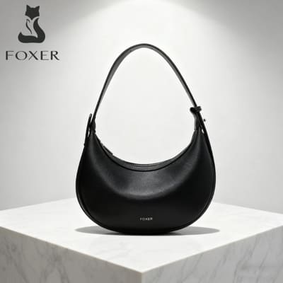 Bolsa Feminina FOXER de Ombro em Couro Legítimo – Modelo Lunéra Black