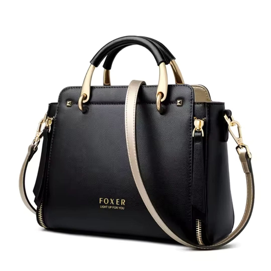 Bolsa Feminina Transversal De Couro Modelo Prestige Cabas Black
