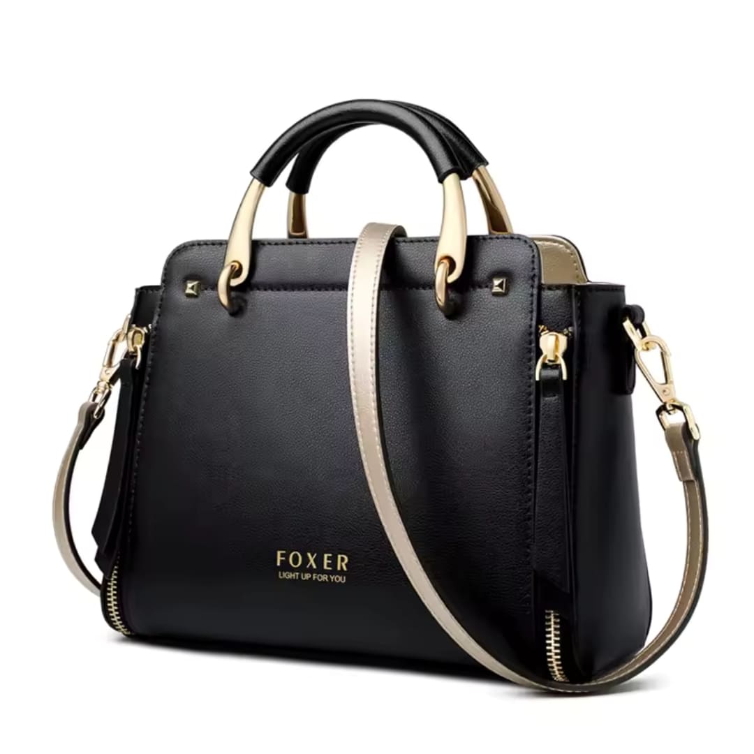 Bolsa Feminina Transversal De Couro Modelo Prestige Cabas Black