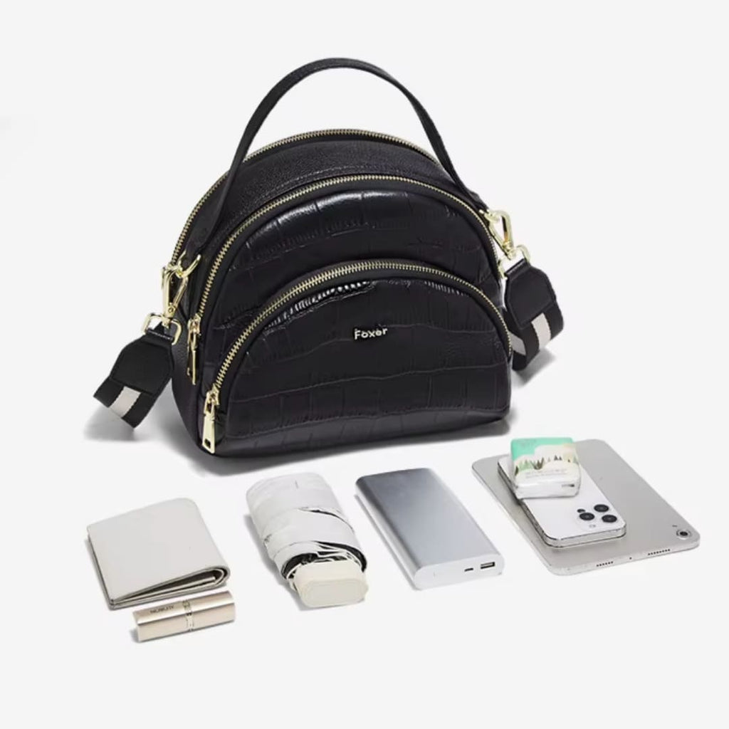 Bolsa Feminina Transversal De Couro Refinado  Modelo Rivelle Black