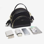 Bolsa Feminina Transversal De Couro Refinado  Modelo Rivelle Black