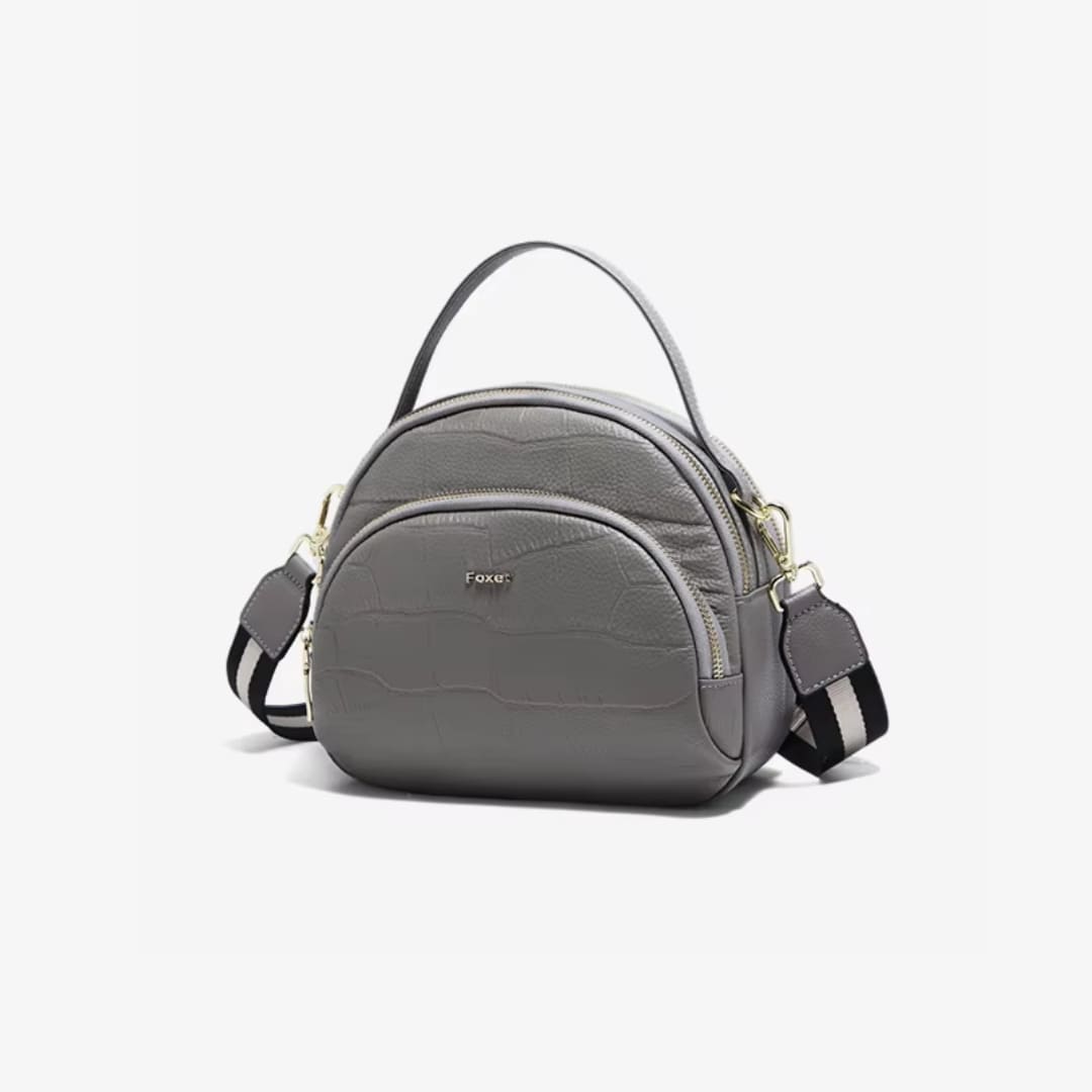 Bolsa Feminina Transversal De Couro Refinado  Modelo Rivelle Gray