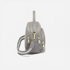 Bolsa FOXER Rivelle Gray vista lateral em couro genuíno premium