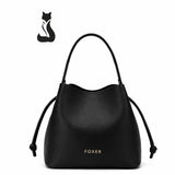 Bolsa Feminina De Couro Genuíno Modelo Foxer Ravelle Black