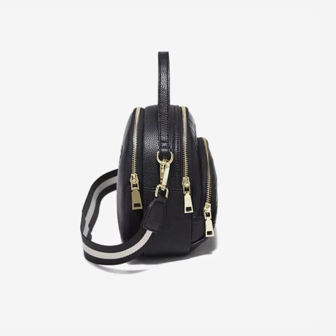 Bolsa FOXER Rivelle Black vista lateral em couro genuíno premium