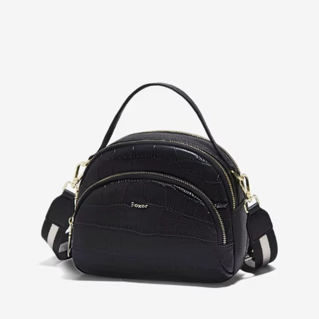 Bolsa Feminina Transversal De Couro Refinado  Modelo Rivelle Black