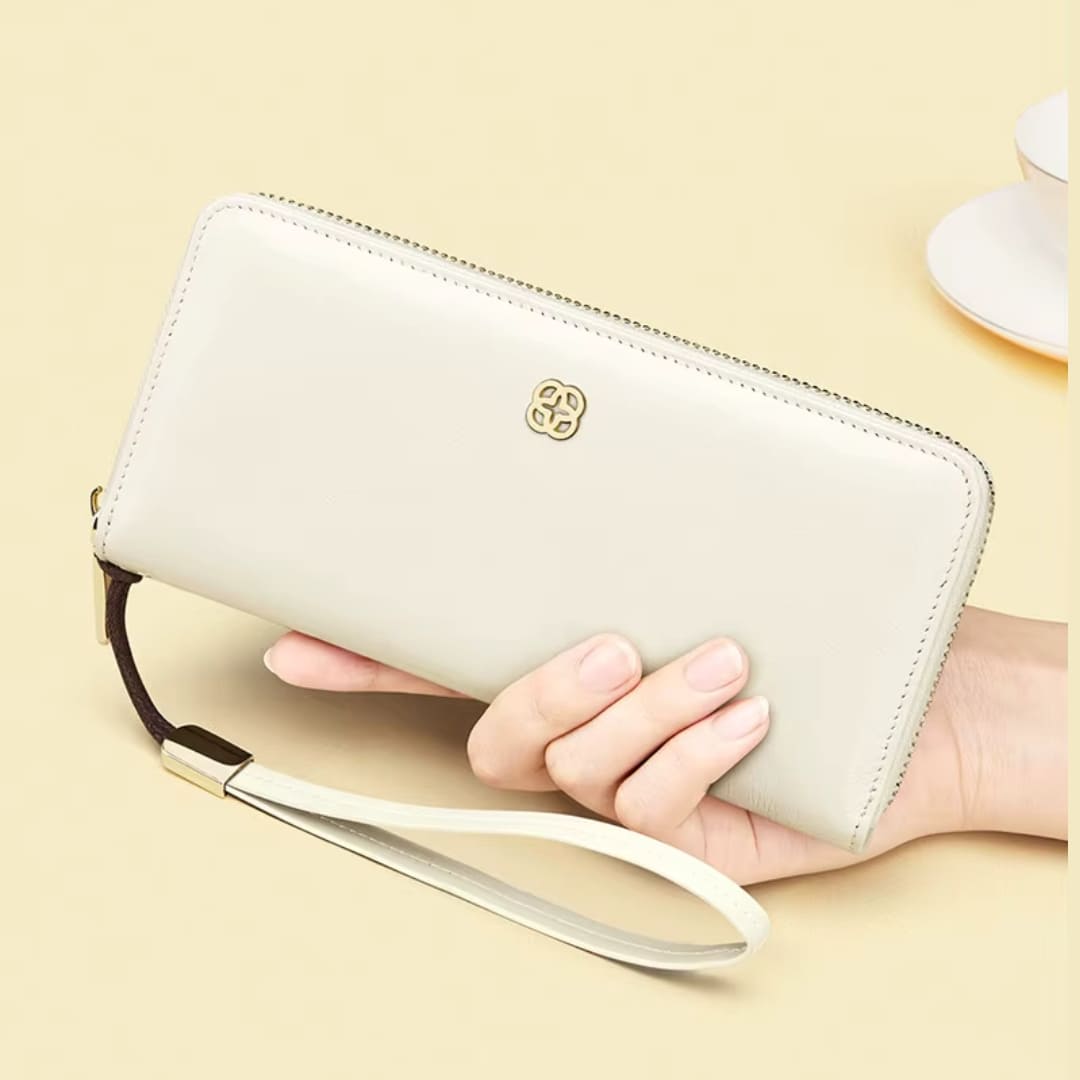 Carteira feminina Grande De Couro Genuíno  Modelo Rivolle- Linha WilliamPolo