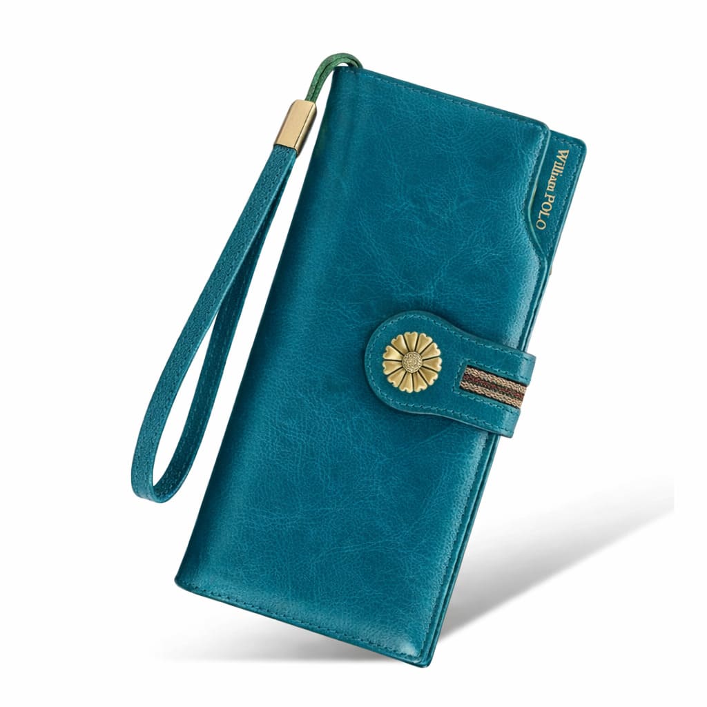 Carteira Feminina Grande Modelo Fleur Blue -Linha William Polo