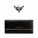 Carteira Feminina Grande De Couro Genuíno Modelo Ivory Black - Linha William Polo